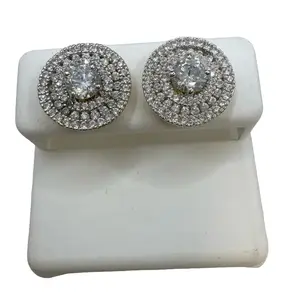 925 sterling silver 12mm studs screw back high quality Italian silver cubic zirconia stones 10k plated (( aretes pegados de 12mm Alta calidad piedras finas  plata Italiana tiene un recubrimiento de 10k