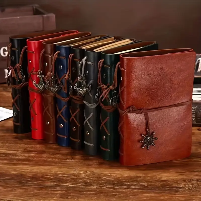 1/2pcs A6 Vintage Notebook with Box, 5*7 Inch PU Leather Notepad, 160 Page Blanked Notebook Journals with Durable Paper for School Work Bussiness, Back to School, Christmas New Year Birthday Gift