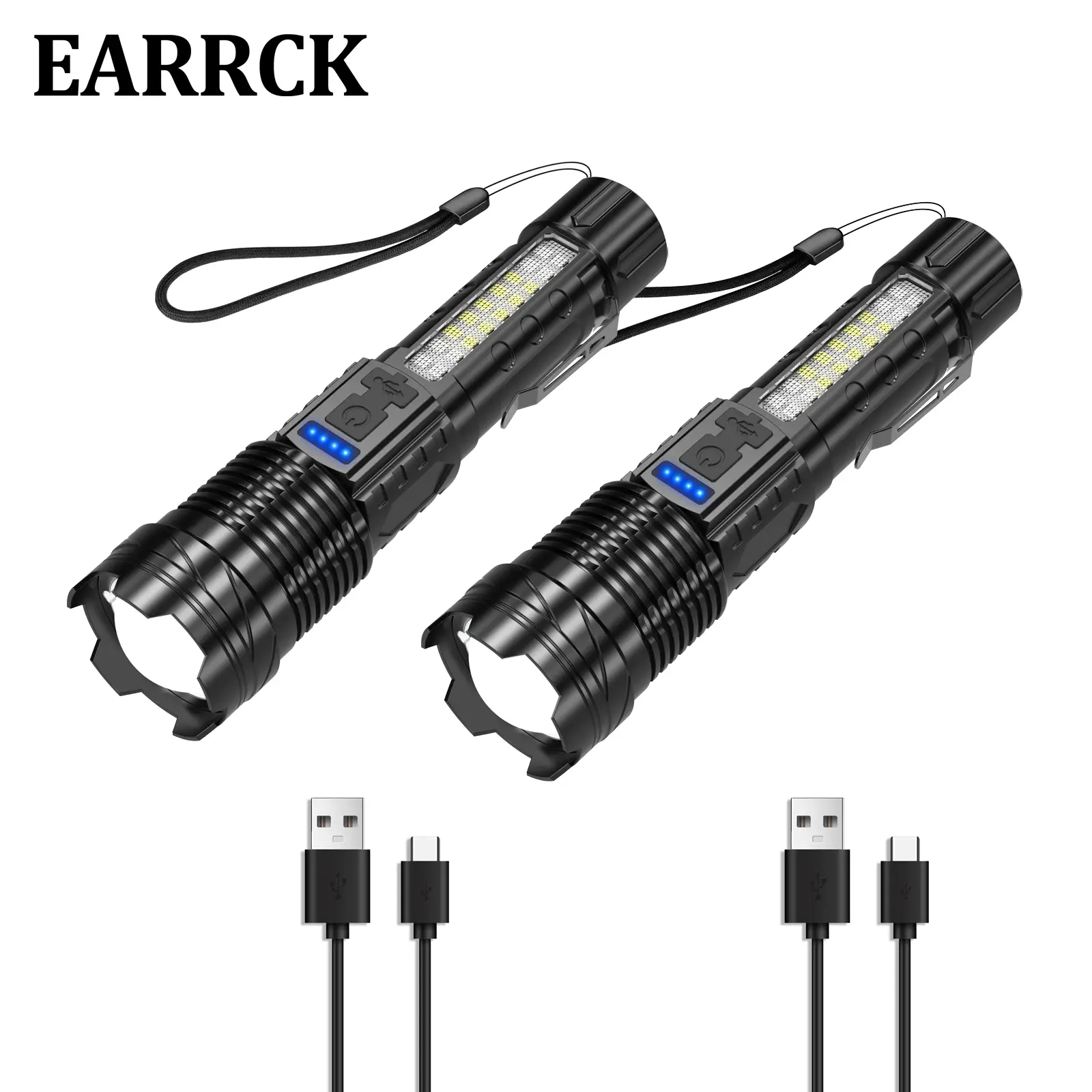 2 PCS Strong Flashlight Set for Lover, Hunting Tactical Flashlight 3000LM, Strobe Light over 1 Mile, Camping Gadgets, Wedding Anniversary for Couple,