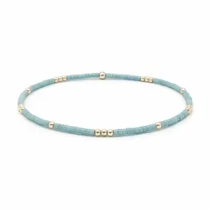 2mm Newport PALE TURQUOISE Blue + Gold Filled Waterproof Bracelet