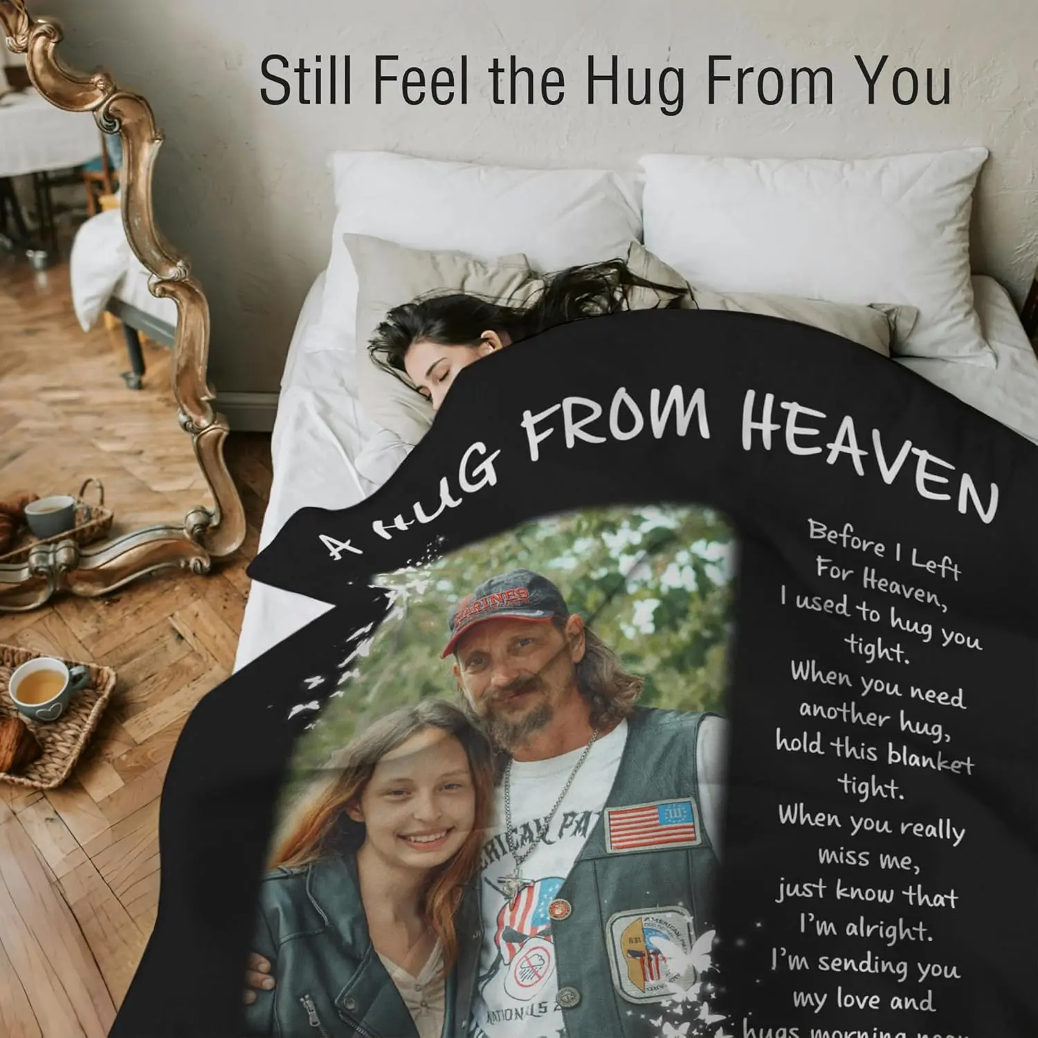 Custom Photo Printed Memorial Blanket - Polyester, Multi-Size Comfortable Throw, Personalized Memorial Gift for Grieving Loved Ones, Ideal for Home Use
