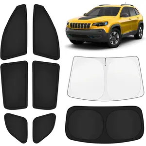 Car Window Shades For Jeep Cherokee 2014-2023 (Exclude Grand Cherokee), Full Set 8PCS Windshield & Side Rear Window Covers, UV Block, Blackout & Privacy Protection, Foldable Automotive Accessories for Camping and Daily Use