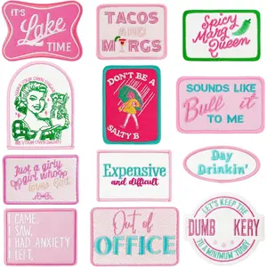 12 count Funny Trucker Hat Patches Iron on  Humor Embroidered Patches for Hats Girls Women