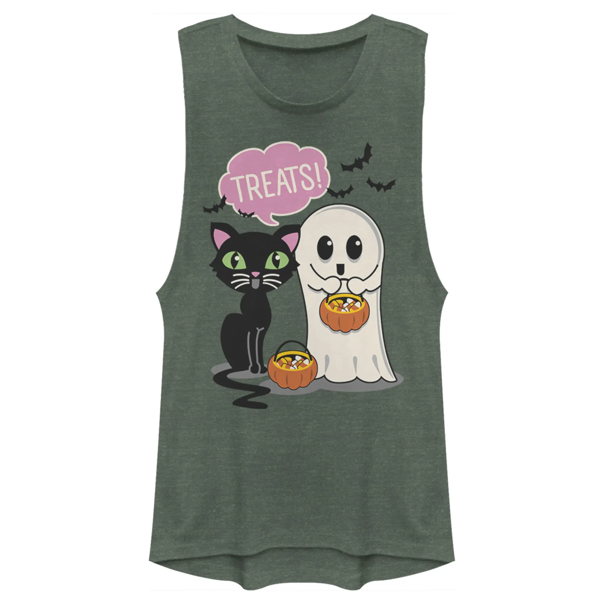 Juniors Womens Lost Gods Halloween Treat Friends Festival Muscle Tee