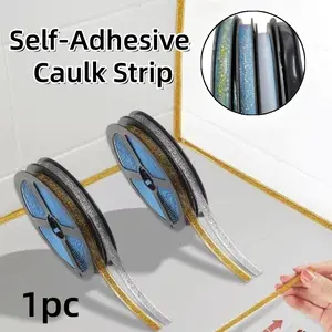 6meters Self-adhesive Flexible Tape, Self-Adhesive Caulk Strip, Upgraded Self-Adhesive Corner Tape - No Glue Required, Plastic Protection Pad, Suitable For Tile And Floor Protection - Easy-Peel And Easy-To-Adhere De