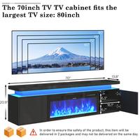 70" TV Stand + 36" Fireplace (Black)