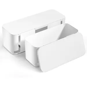 YECAYE 2 Pack Cable Management Box, Pet and Baby Proofing Cable Organizer Box, Large and Medium Size Cord Management Box,Cord Organizer, Perfect for Office & Home Cord Hider,Cable Hider,White