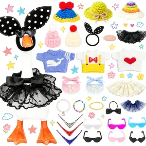 28pcs Desk Goose Outfits for 7 Inch Goose, Mini Desk Goose Clothes Accessories Set with Hats Sweaters Dresses Sunglasses, Cute Office Table Decor Gift