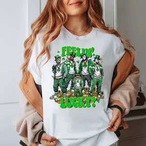 St. Patrick Day Horror Crew Shirt, Feelin Lucky Horror Shirt, Trending Graphic Tee