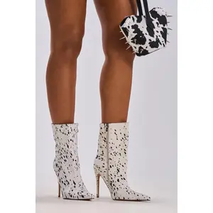 AZALEA WANG TYELOR WHITE BLACK PONY HAIR BOOTIE
