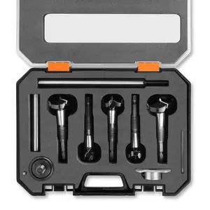 5-Piece Woodworking Drill Bit Set, for Drilling Holes, Spiral Hole Opening, Round Shank Cutting Tool, Suitable for Hardwood, Softwood, Plastic