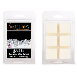 Sun Glow Candle Co |Black Ice| SCENTED WAX CUBES/MELTS- 1 PACK -2.5 OUNCES- 6 CUBES Aroma Decor Fragrance Freshener
