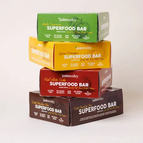 Paleovalley Organic Superfood Bars, Healthy Snacks for Nutritional Energy Support, 12 pack, 9g of protein