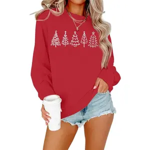 Christmas Sweatshirts Women Christmas Tree Sweater Christmas Party Outfit Xmas Gifts Top Casual Long Sleeve Tops