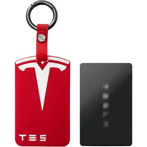 Silicone Key Card Holder Case Compatible with Tesla, Key Protector Cover Including Key Chain Secure Fit,1 PCS