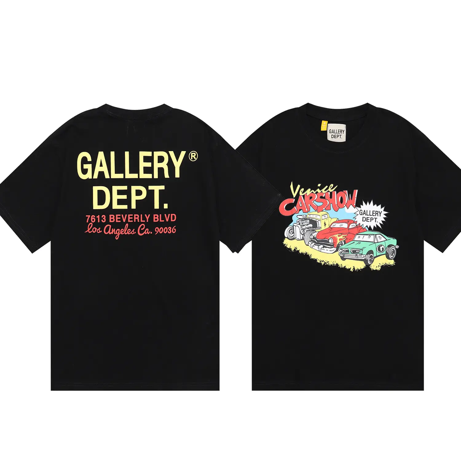 GALLERY DEPT T shirt car print T-shirts letter short sleeve men's and women's high street half sleeve skull hand bone finger print round neck large si