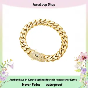 14K Gold Cuban Chain Bracelet Timeless Radiance Water-Resistant & Skin-Friendly Fade-Resistant & Scratch-Proof Luxurious & Sophisticated Suitable for Any Occasion & Style Unisex Design Statement Piece Bold Matte Finish Unique Touch Premium Stainless Steel