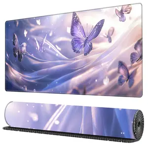 Butterfly Pattern Mouse Pad, 1 Count Rectangle Gaming Mouse Pad with Stitched Edges, Office Desk Keyboard Mat for Home Office Desk