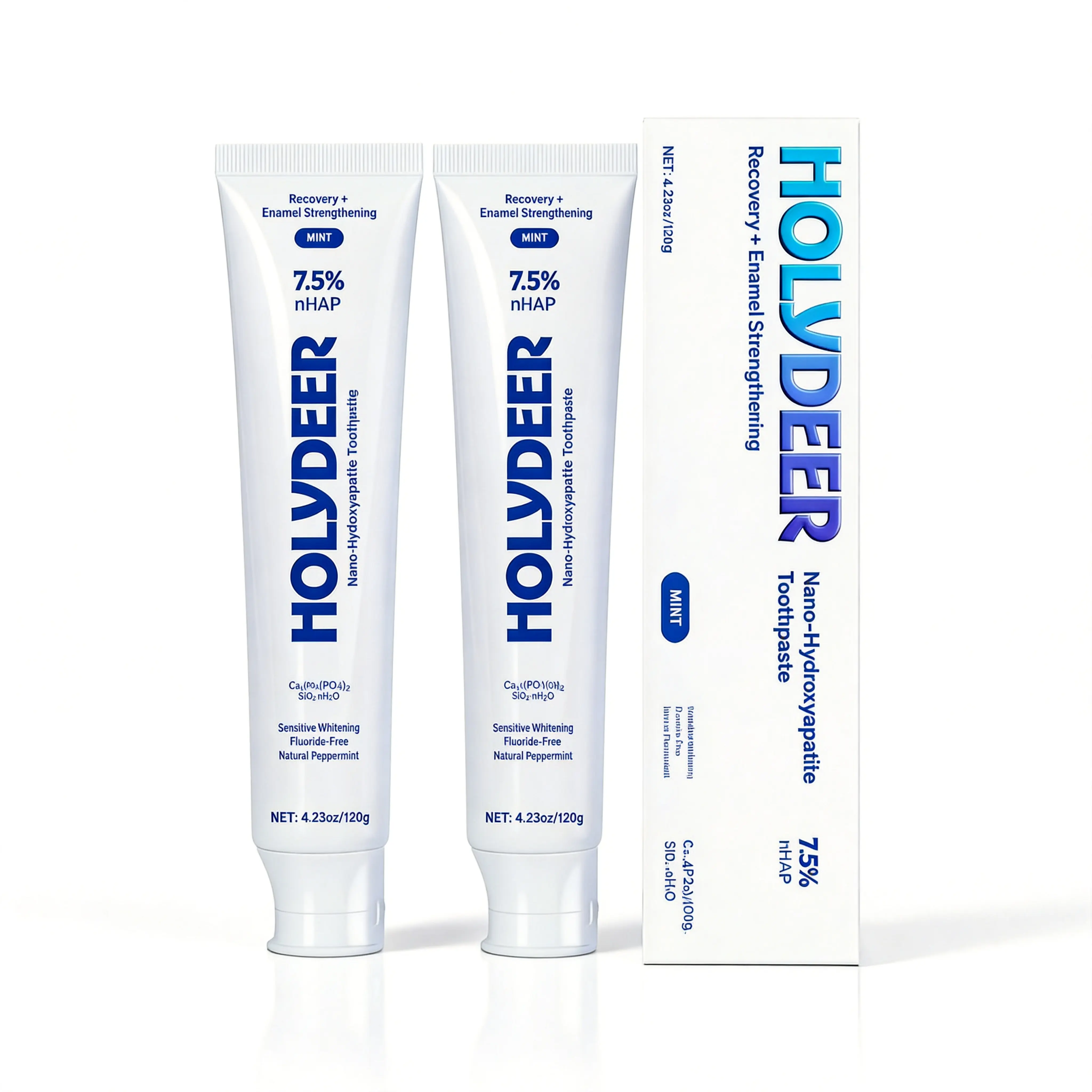 Hydroxyapatite Holydeer Toothpaste-2PCS - Fluoride-Free Enamel Repair, Sensitivity Relief, Gentle Whitening Daily Oral Care, Natural Peppermint Freshness, Upgrade Edition