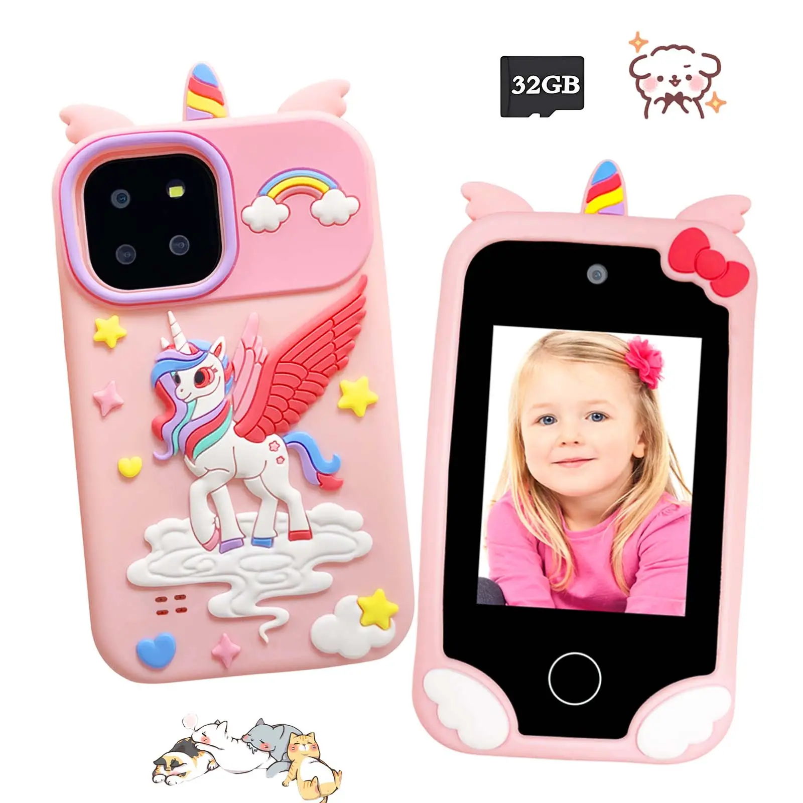Learning Smartphone Toy, Digital, Portable, Dual Camera, Educational Games, Mp3 Player, 32GB Card, Ideal for Kids Aged 3-12, Perfect Gift, Learning Tool