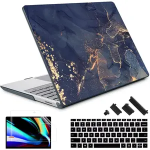 Compatible for 13.5" Microsoft Surface Laptop 5/4/3 with Metal Palm Rest Model 1951/1868, Plastic Hard Shell Case with Screen Protector + Keyboard Cover + Dust Plug, Blue Marble