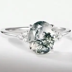 Sparkling Gray Asymmetrical Silver Plated Engagement Ring with Synthetic Cubic Zirconia Stones, for Women, Bridal Jewelry Gift