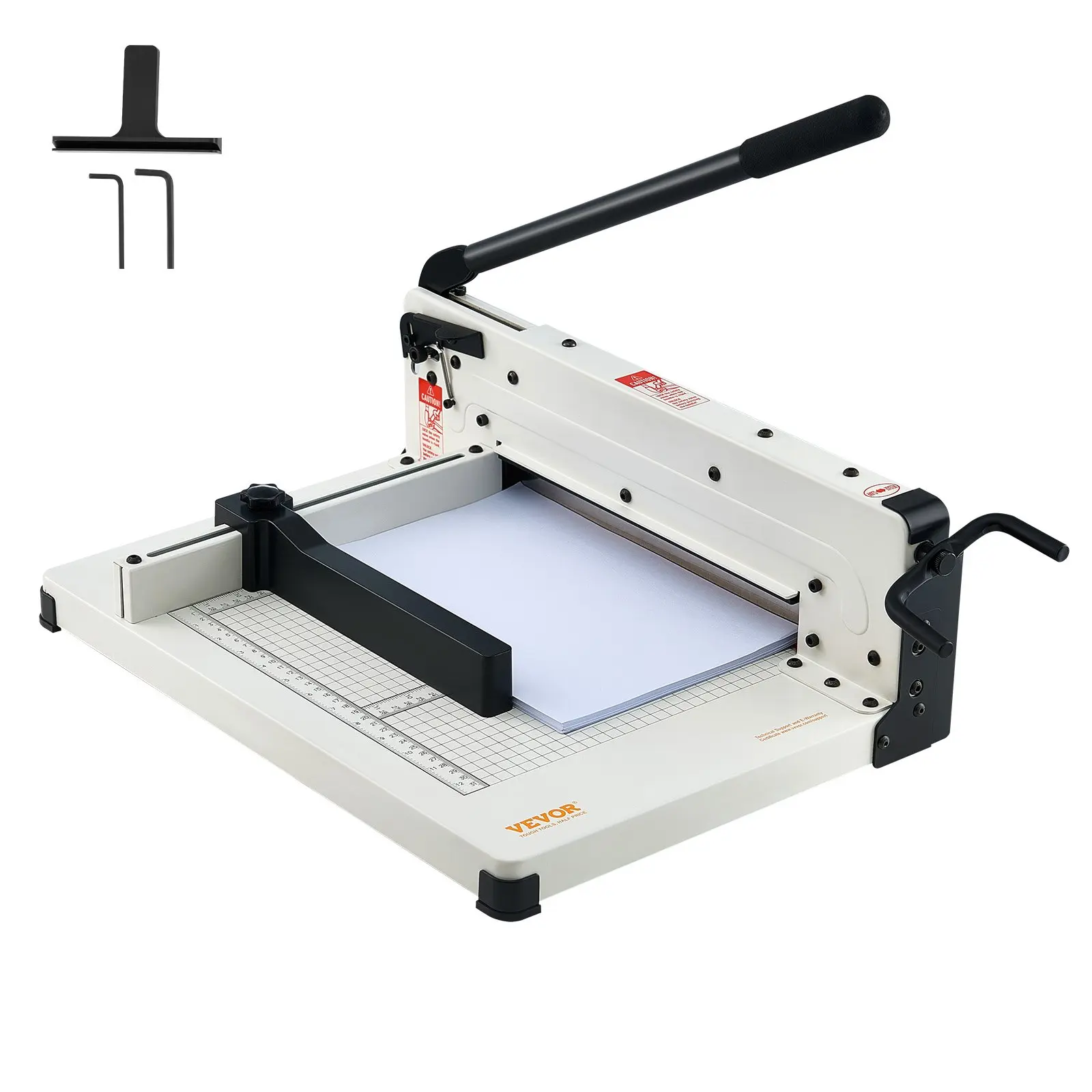 【Summerfinds】VEVOR Heavy Duty Paper Cutter, 12" Industrial Commercial Guillotine Paper Cutter for A4 Paper, 400 Sheet Capacity, Solid Steel Construction, Stack Paper Trimmer for Office Home School Shop, White