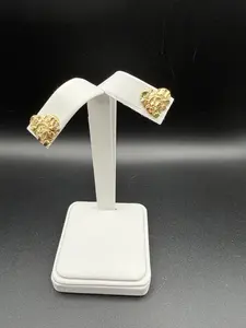 10K Gold Heart Nugget Earrings - Luxurious 10K Gold Color with Unique Heart Shape for Weddings Parties or Everyday Wear