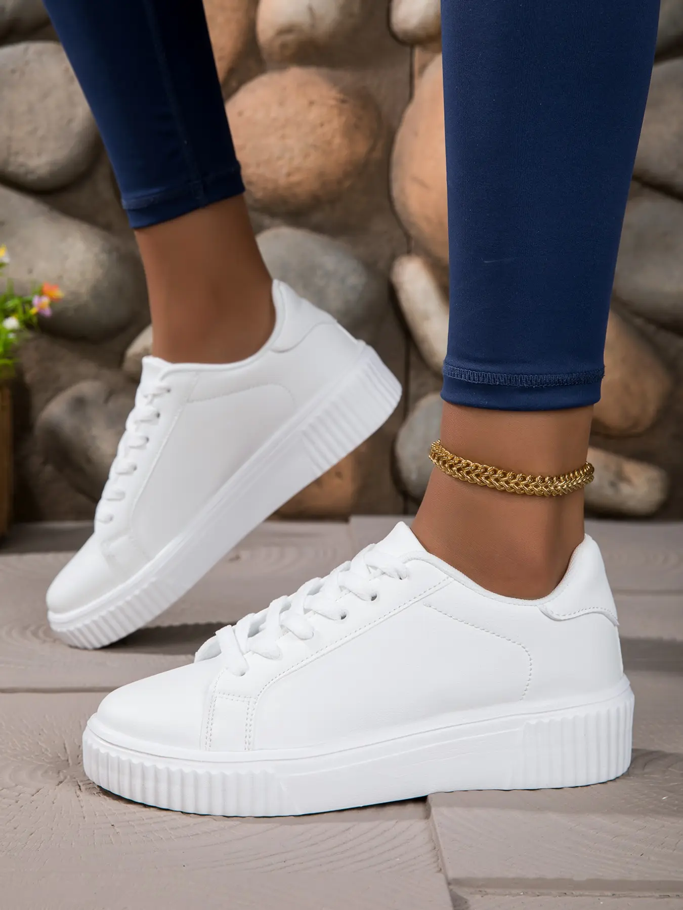 Women's Casual Sporty Low Top Shoes, Fashion Thick Sole Skateboard Sneakers Trainer Training, Plain Athletic Shoes for Men Women Kids, Campus Daily Wear, Footwear, Walking Shoes, Sports Shoes