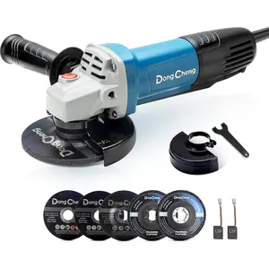 DongCheng Angle Grinder 4-1/2 inch 6.7-Amp Paddle Switch 11800RPM Power Electric Grinder Tools with Cutting & Grinding Wheels, Flap Discs, Auxiliary Handle for Metal & Rust Removal, Beginner-Friendly