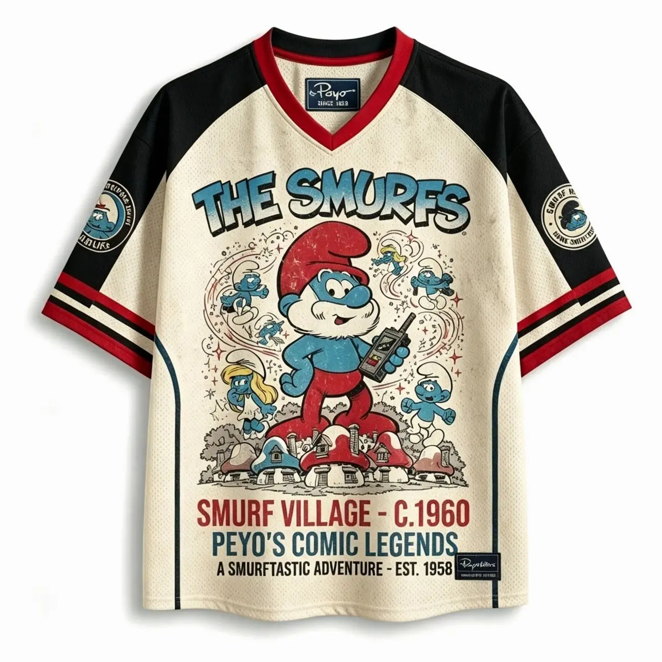 The Smurfs Classic Retro Cartoon Mesh Jersey RZT