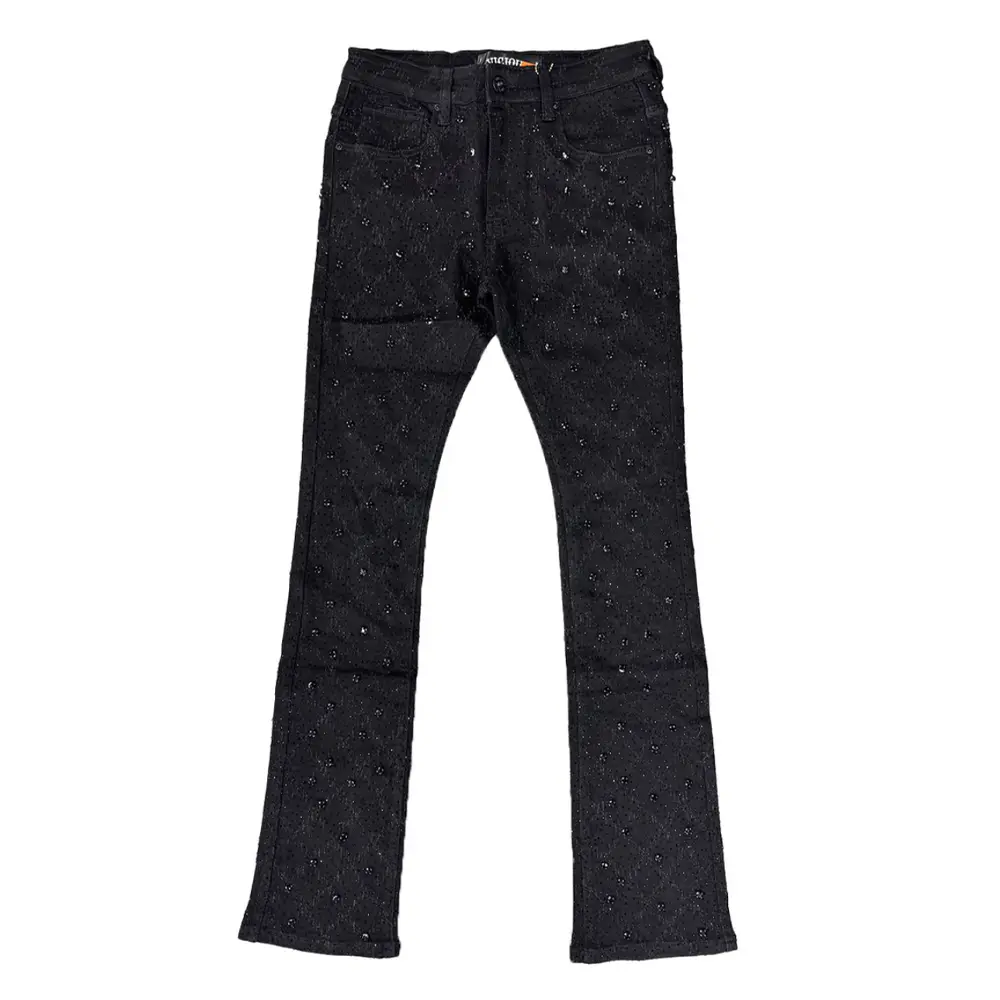 Denim Place Vicious Embellished Rhinestone Flare Denim
