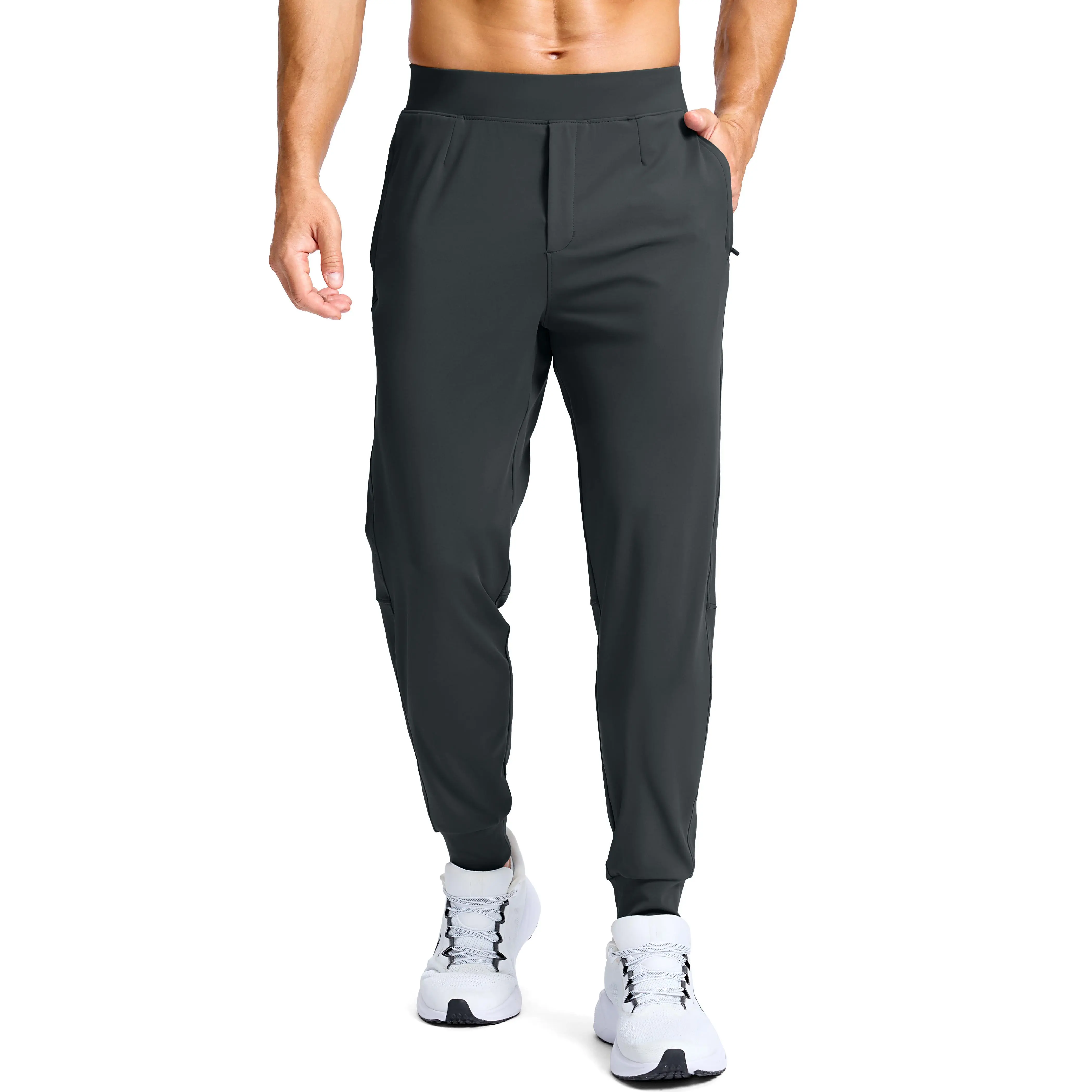 G Gradual Men's Slim-Fit Mid-Rise Golf Joggers - Stretch Soft Trousers with Zipper Pockets, Golf Apparel & Fitness Outfit for Gym & Casual Sports