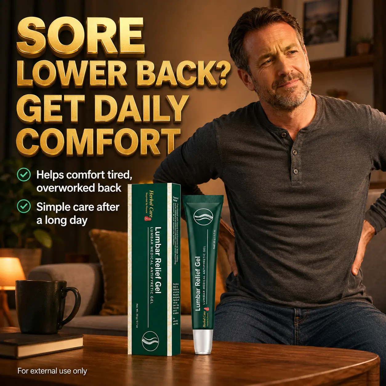 Gel for waist pain relief that soothes lower back pain, discomfort from spinal irritation, and pulling sensations. Long-term improper posture can cause waist soreness; it quickly reaches the affected areas due to overuse and helps relieve swelling, stiffn