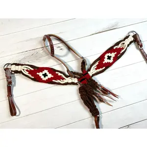 Red, Brown and Cream Corded Tack Set