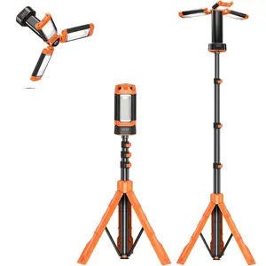 Portable Camping Light with Stand 73.2" Rechargeable Work Light 800/3200 Lumen 4000/6500K Dimmable Emergency Flashlight for Garage, Outdoor Work, Power Outages, Fishing LD10 Orange