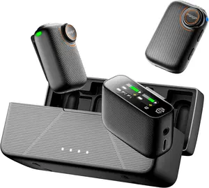 S20 Mic (2 TX + 1 RX + Charging Case), Mini Microphone for iPhone/Android/Camera, 48kHz/24-bit High Audio, AI Noise Cancelling, 48h Use, 820ft Range, Wireless Microphones for Vlog, Streaming