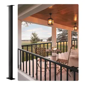 VEVOR Undrilled Cable Railing Post, No Holes, 36x2x2 Inches SUS304 Stainless Steel Deck Railing Post with Horizontal and Curved Bracket, 1 Pack, BlackVEVOR Super Brand Day