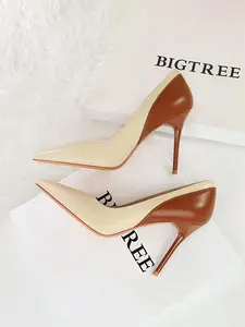 Women's Fashionable Colorblock Pointed Toe Classy Stiletto Heels, Elegant High Heel Shoes for Party, Banquet, Trendy All-match & Exquisite Heels for Women & Girls