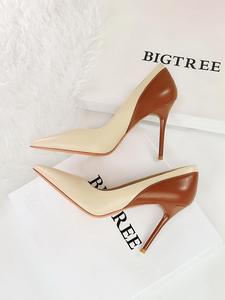 women's fashionable colorblock pointed toe stiletto heels, elegant high heel shoes for party, banquet, trendy all-match & exquisite heels for women & girls