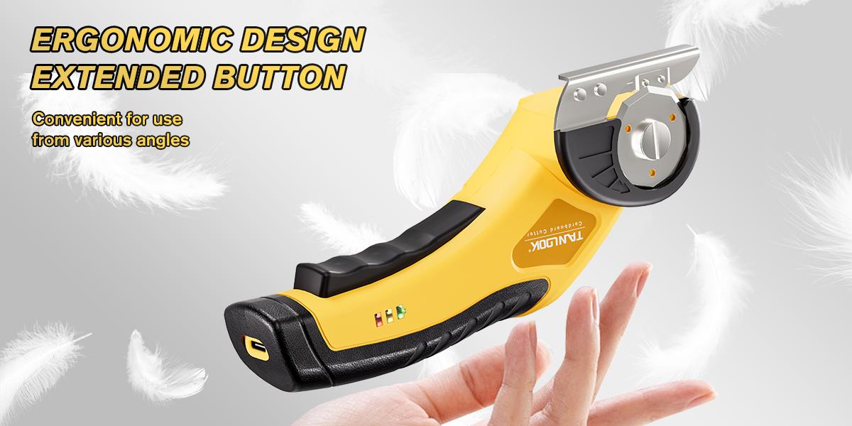 TANLOOK Cordless Electric Scissors, USB Rechargeable Fabric & Box Cutter with Safety Lock, Replaceable Blades, Easy Cutting for Cardboard, Leather & Plastic