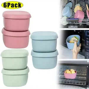4\6 Pcs 7 oz Silicone Snack Containers for young people Small Food Containers with Lids, Fruit Containers for Lunch, Stackable Lunch Containers for young people, Daycare, School and Travel