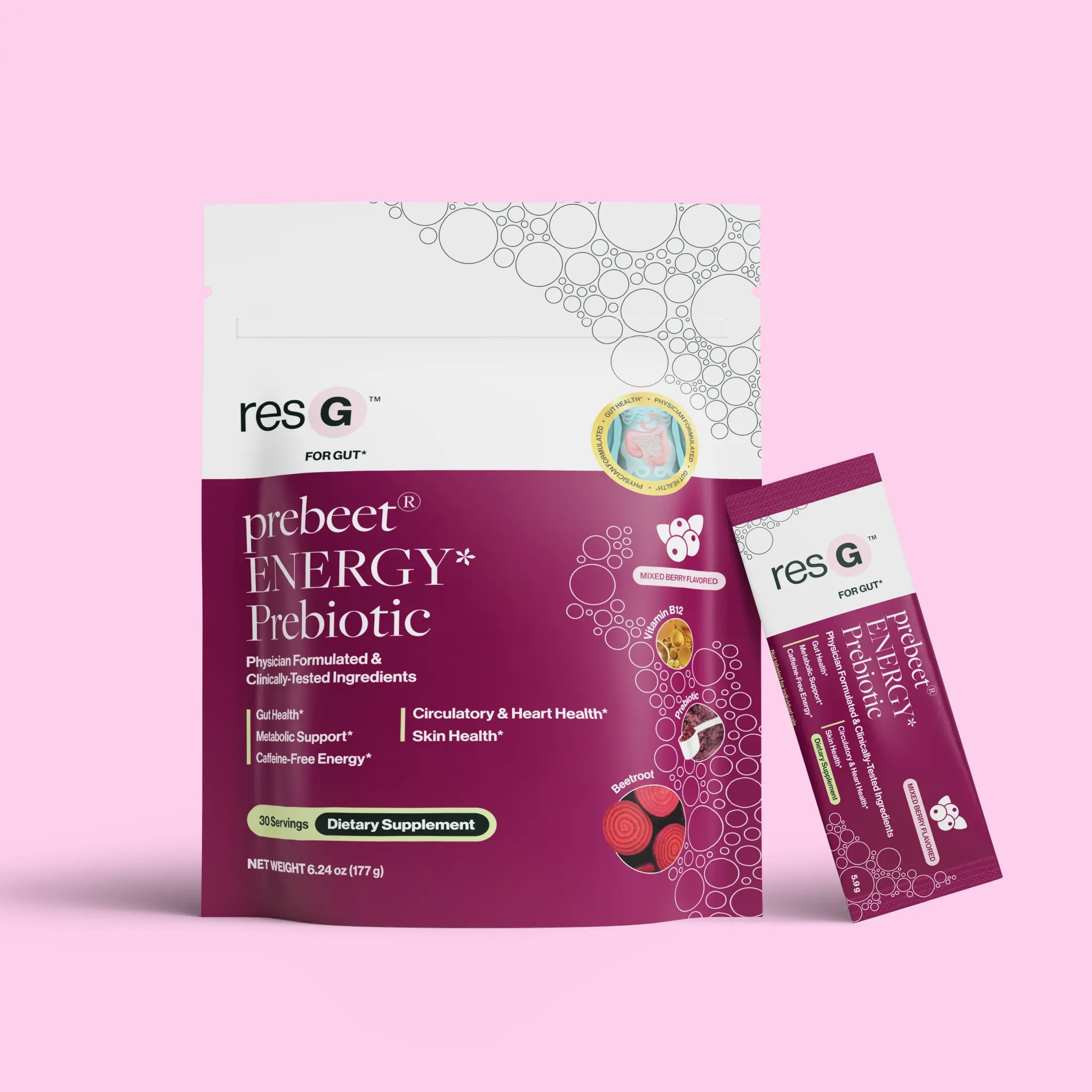 resG prebeet Daily Prebiotic — Prebiotic Gut Health Drink for Bloating, Digestion & Natural Energy