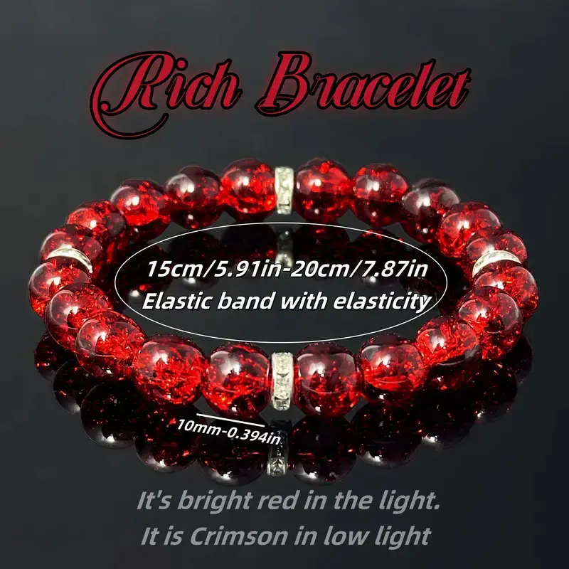 Natural stone beads 10mm red glass elastic rope beaded bracelet for men and women Natural stone beads 10mm red glass elastic rope beaded bracelet for men and women