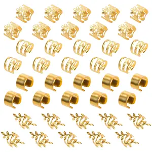 Gold Hair Braids Dreadlock Non-Piercing Ear Clip Beard Cuffs Clip Hair Accessories Styling Fashion Jewelry Gift Toos for Women Men Passion Twist Goddess Locs Crochet Hair Rings (40Pcs, Gold)