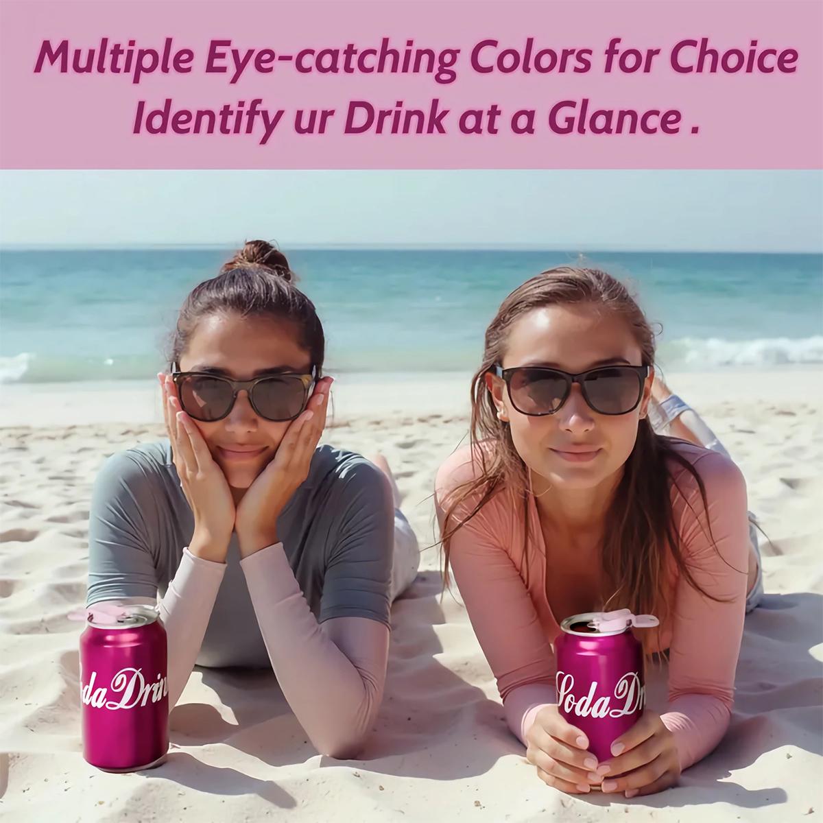 MY HEART FLY 6/12PCS Colorful Can Tab Openers & Leak-Proof Drink Covers – One-Hand Soda Can Opener and Reusable Protector Caps for Coke, Beer, Soda, and Aluminum Cans