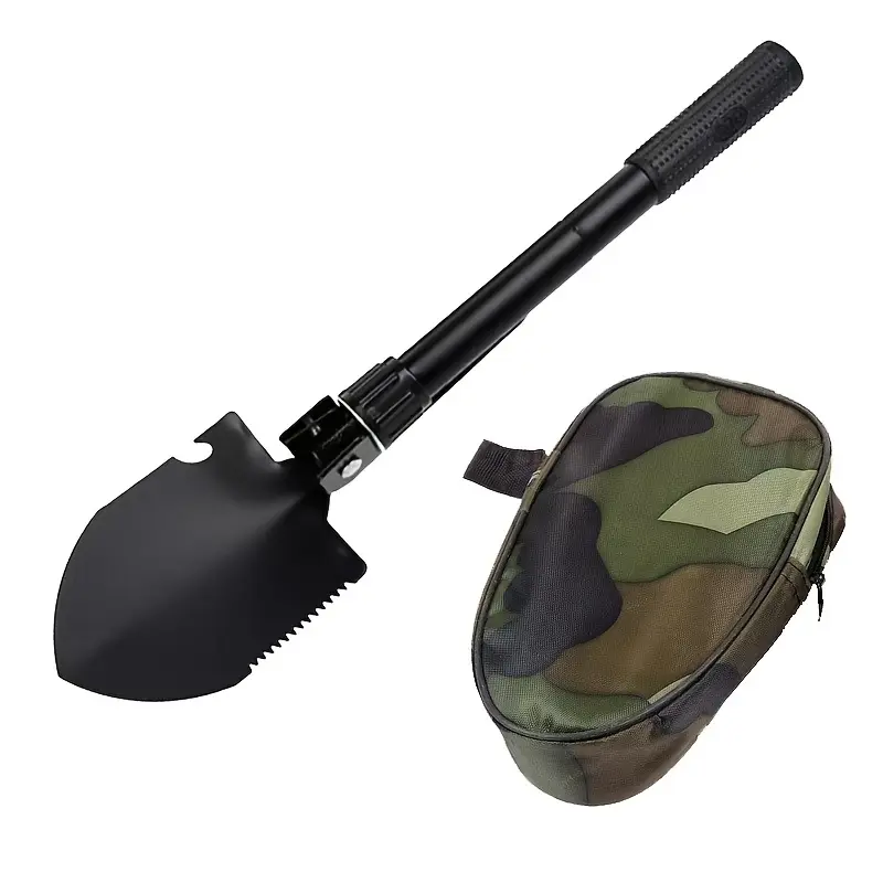 Outdoor foldable shovel with multiple functions 7-in-1, essential for outdoor camping, gardening shovel, compass, saw, bottle opener, wilderness survival, etc