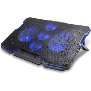Cryogen Gaming Laptop Cooling Pad - Fits up to 17 inch Computer - Adjustable Laptop Cooling Stand with 5 Ultra Quiet Cooler Fans, 2 USB Ports and LED Lighting - Slim Portable Design 2500 RPM
