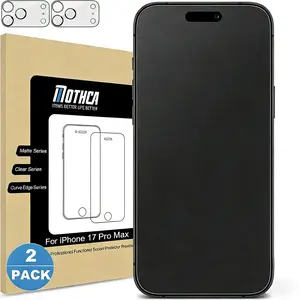 Mothca Matte Tempered Glass Protective Screen Protector for iPhone 17 16 15 14 13 12 11 Pro Max, Anti-Glare and Anti-Fingerprint, 2 Pack with Camera Lens Protector