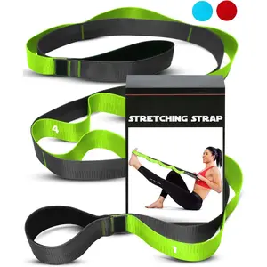 Stretching Strap with Loops - Non Elastic Stretch Band for Physical Therapy, Yoga Strap for Stretching Equipment, Stretch Bands for Exercise and Flexibility - Fascia, Hamstring & Leg Stretcher Belt